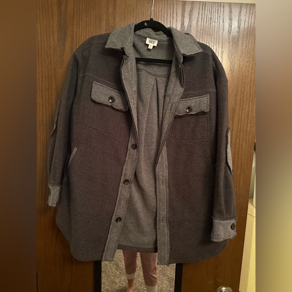 BKE Charcoal and Light Gray Shirt Jacket